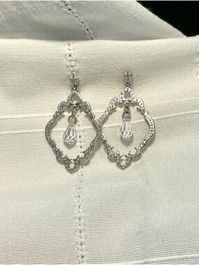 Brighton Silver Crystal Filigree Drop Earrings